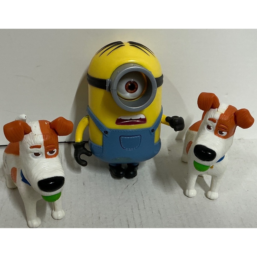 McDonald's Minion & Secret Life of Pets Max Dog Toy Figure Lot of 3 Small PVC